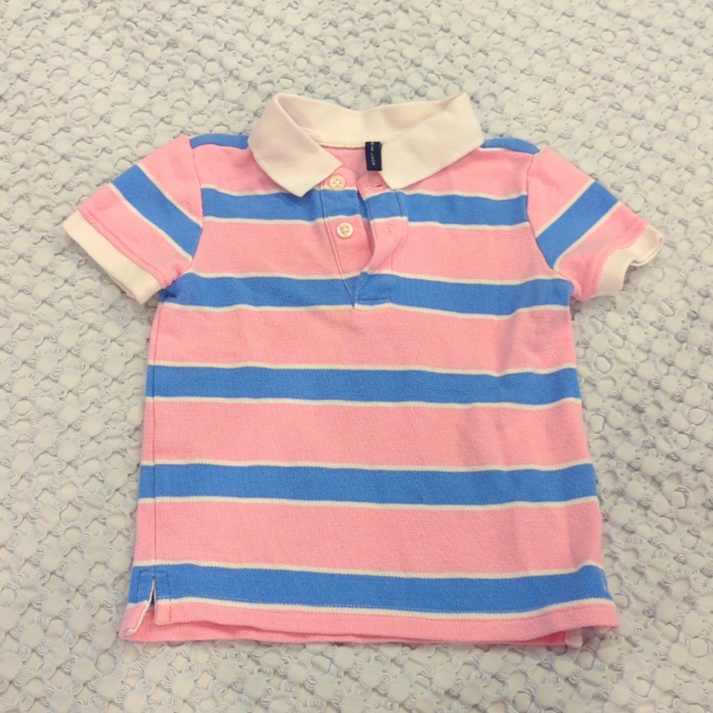Janie and Jack Blue and Pink Striped Polo